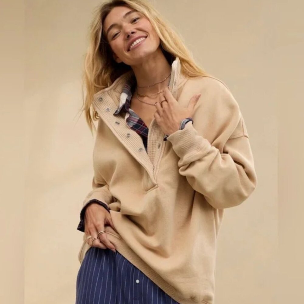 Aerie Getaway Quarter Snap Sweatshirt